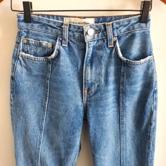Reformation High-rise Celtic Wash Seamed Jeans Size 24 - Picture 3 of 9